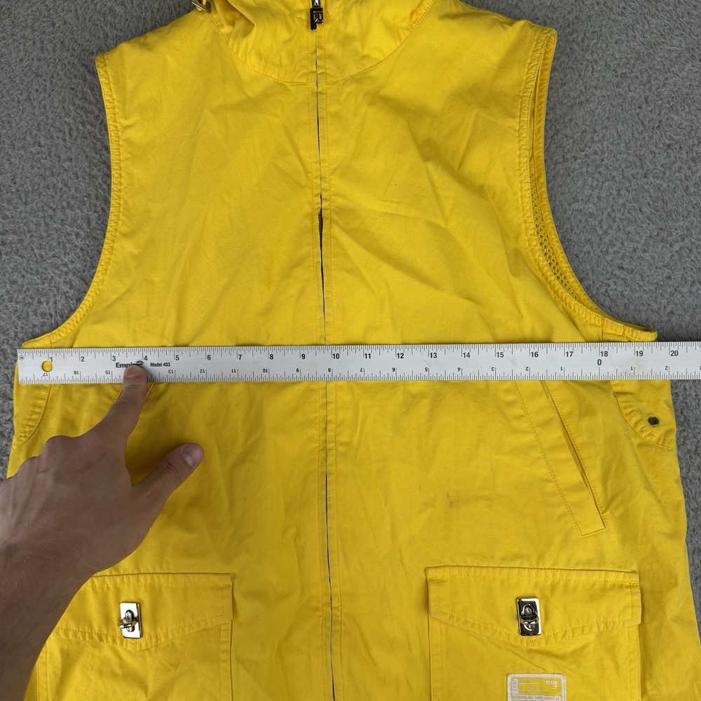 Ralph Lauren Women Medium Vest Hooded Yellow‎ Windbreaker Lined Vintage Rare - Picture 9 of 14